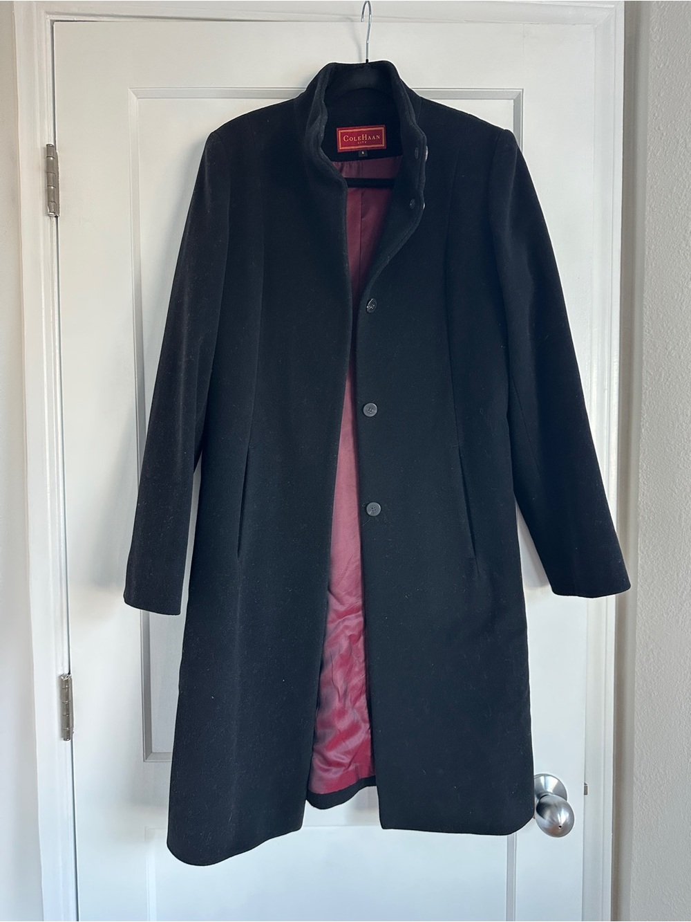 Cole Haan Black Wool Cashmere Coat Size 6